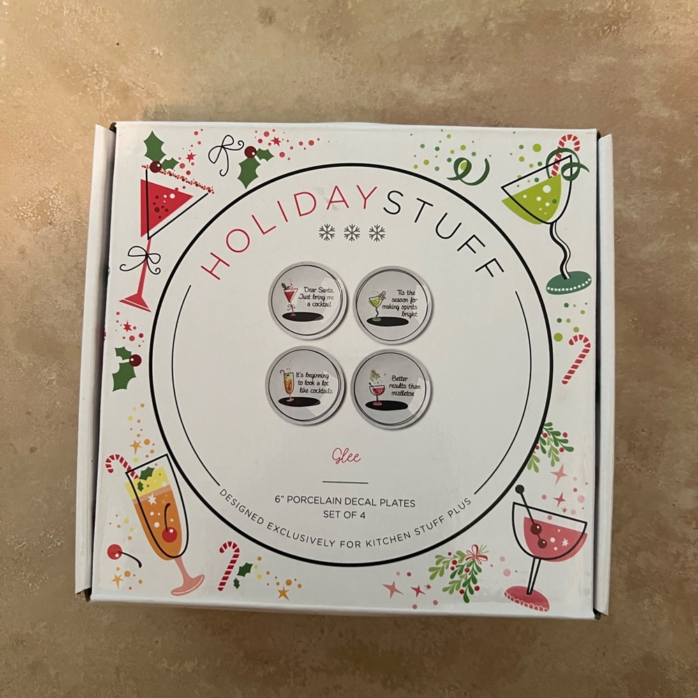 Porcelain Decal Plates Set - Festive Multicolor